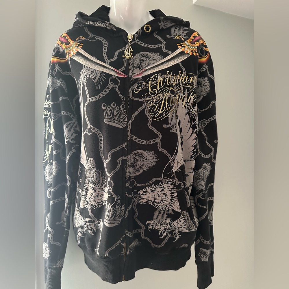 Christian Audigier Black Graphic Jacket